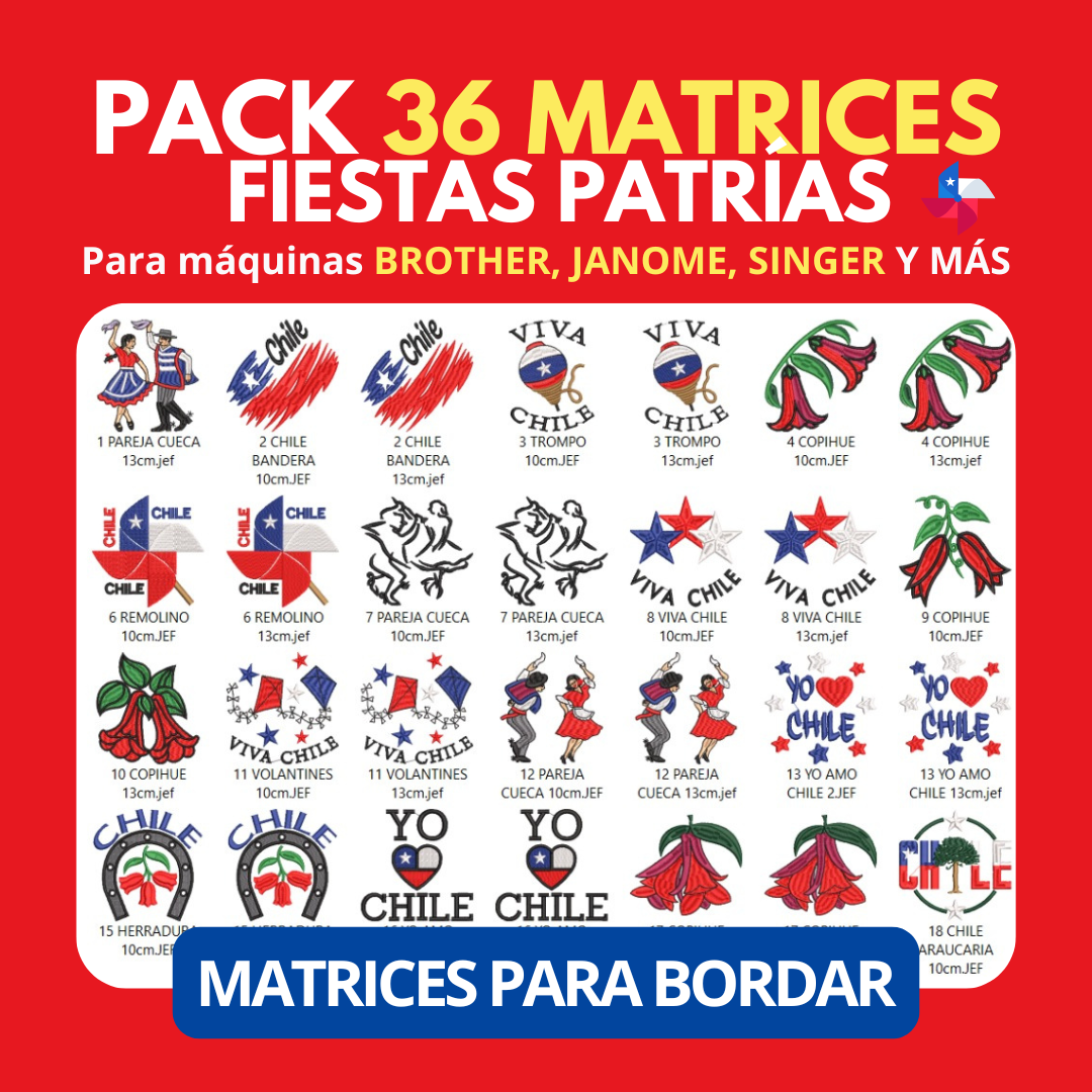 Fiestas Patrias Chile – Pack 36 Diseños